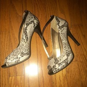 BCBGeneration Snakeskin Peep Hole High Heels Shoes